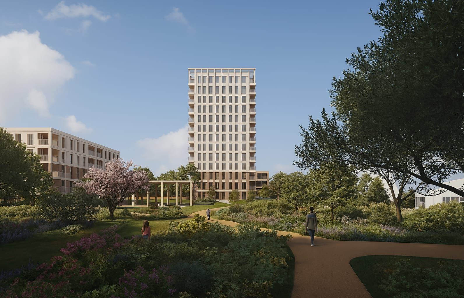Woontoren met appartementen en penthouses in een groene parkomgeving, Capelle aan den IJssel.
