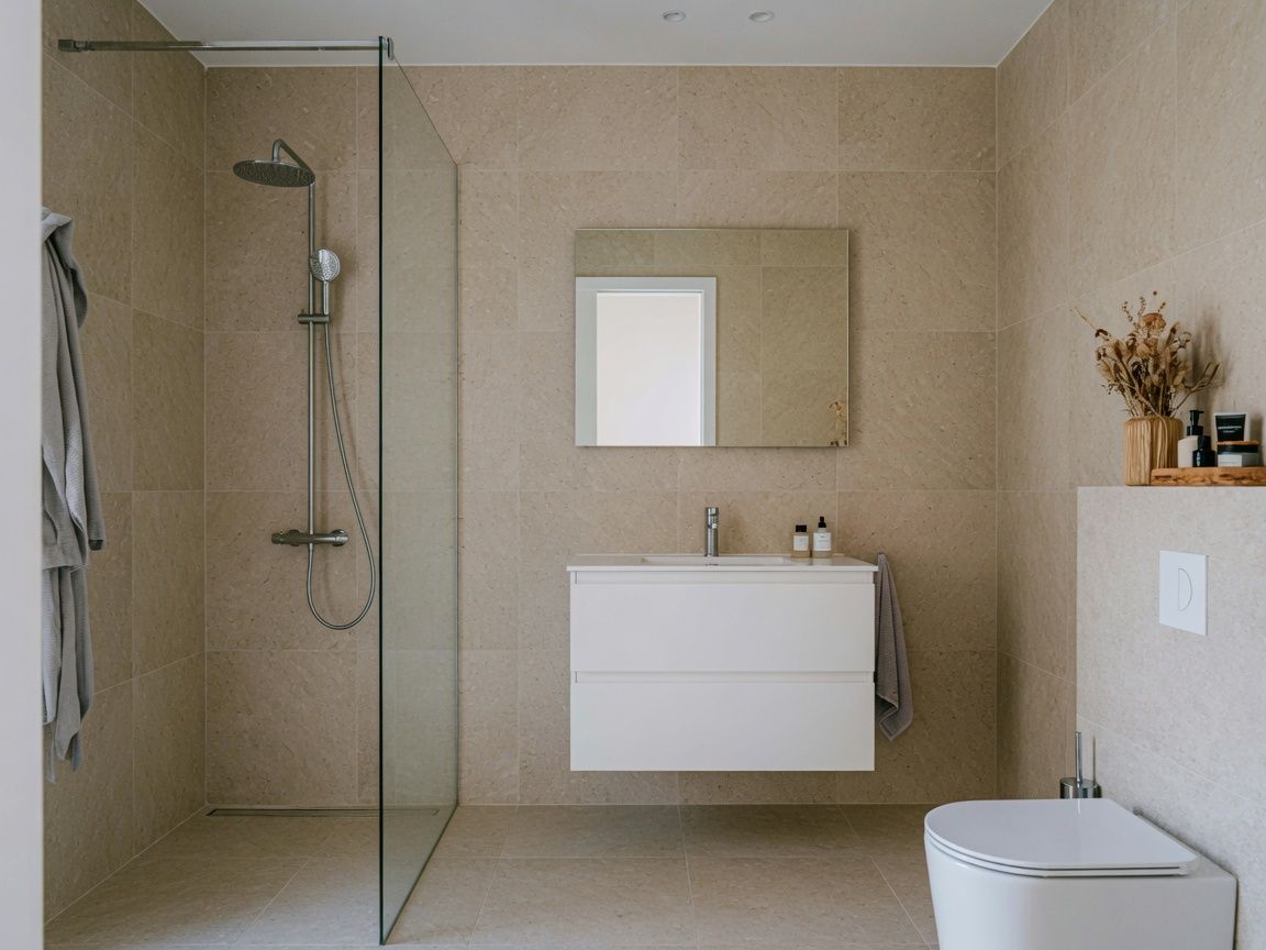 Basic in chroom: wastafelmeubel in mat wit met chroom kraanwerk.